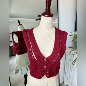 HANDMADE Red Knit Sweater Vest